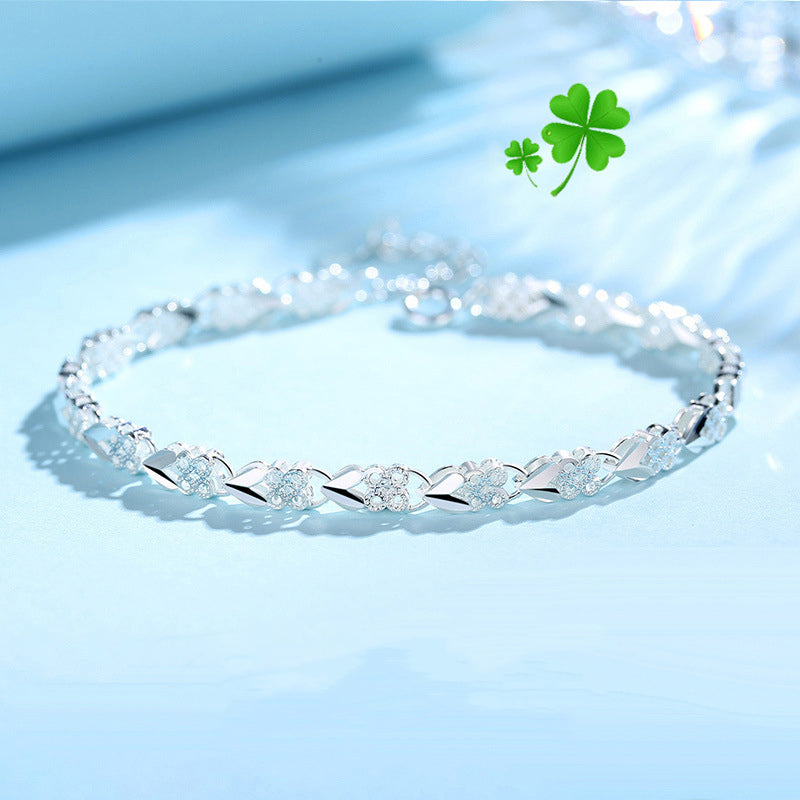 đđNowa bransoletka Love Fashion 925 Silver Four-Leaf Clover dla kobiet_3883407