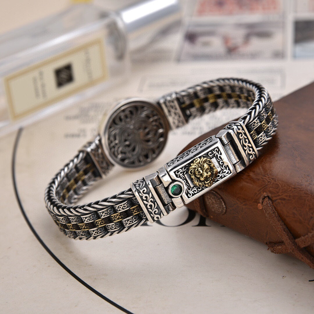 š„šBransoletka mÄska ze srebra S925 ze skrÄconymi koralikami