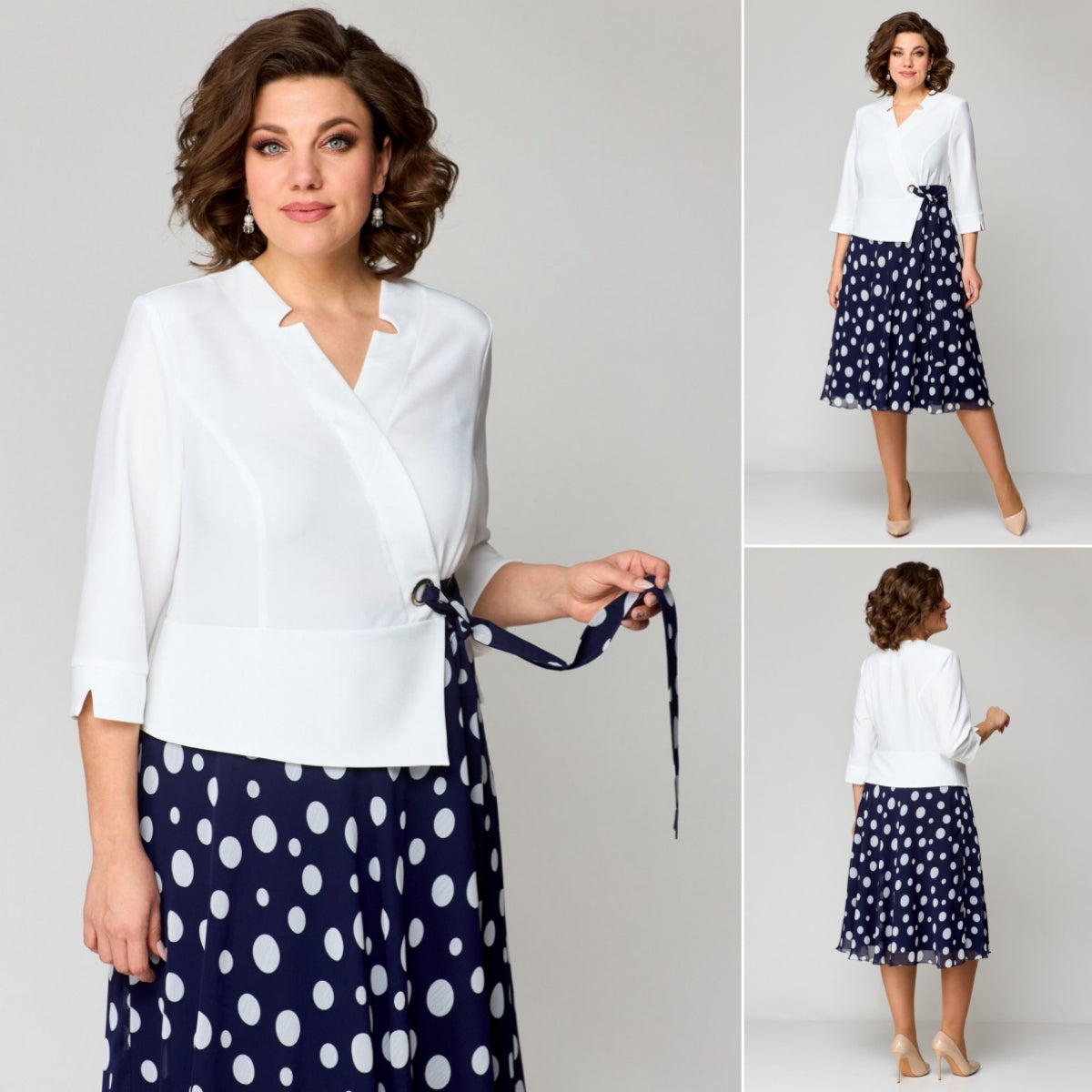 ✨49% rabatu latem✨【S-5XL】2025 nowa biało-niebieska sukienka w kropki