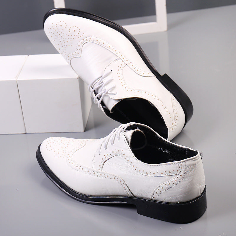 【38-47】Letnie męskie skórzane buty 🔥Wyrzeźbione biznesowe formalne męskie duże rozmiary Skórzane buty z dziurami w środku-3913653