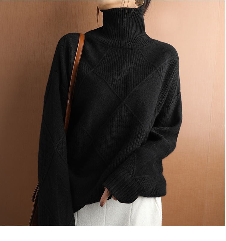 🔥💟 【49% OFF】【S-2XL】 2024 nowy damski luźny kaszmirowy sweter z golfem na jesień i zimę 2024-3823091
