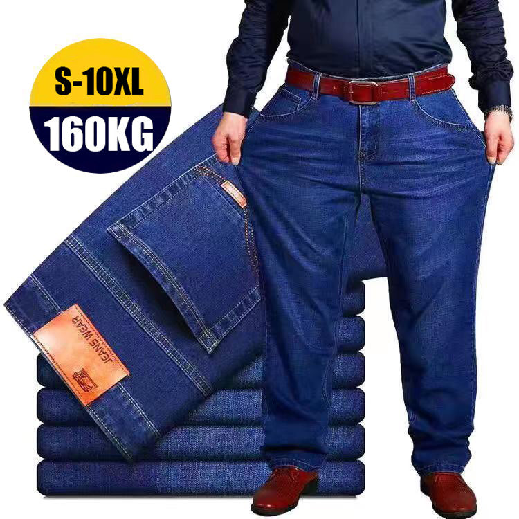 👖🔥【45-160 kg】Pantalones vaqueros de talla grande para hombre, de corte recto, cintura alta y gran elasticidad. ✅️Pago contra entrega