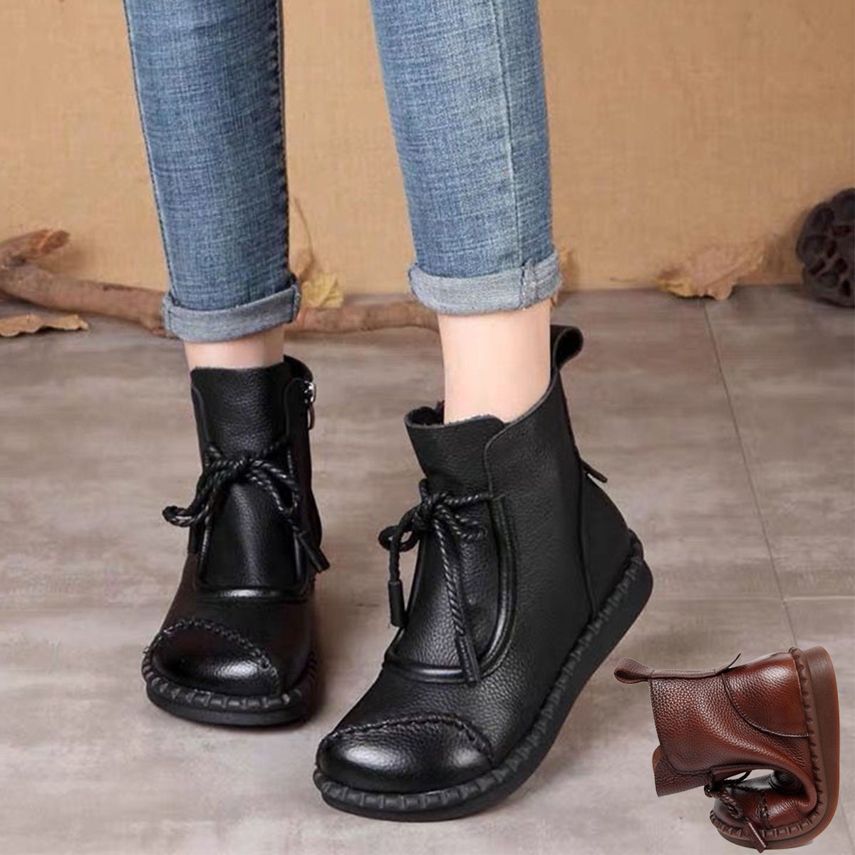 🔥✨【35-40】🌷👢Novinky 2025 Predobjednávky začiatkom jesene🎉 Dámske čižmy vo vintage štýle z mäkkej kože