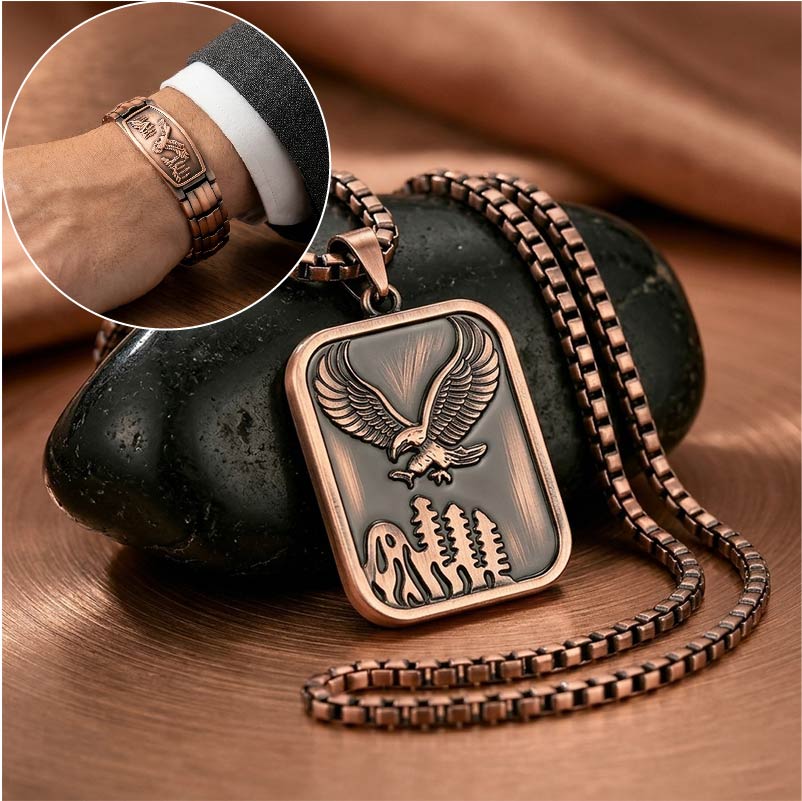 🔥【Pulsera + Collar】Pulsera magnética para hombre con diseño de águila