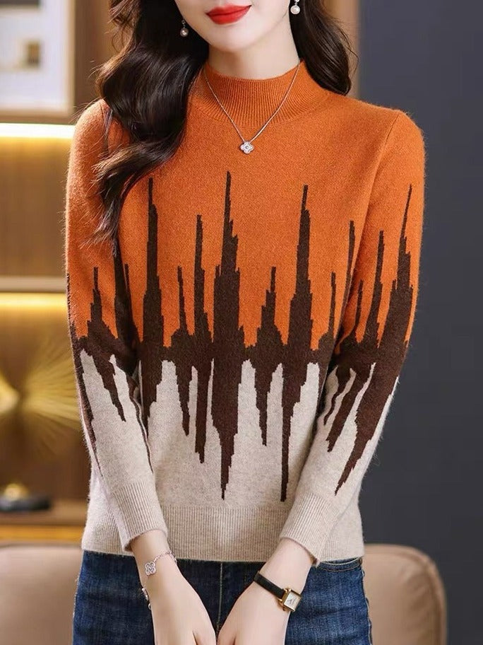 ✨🔥【S-3XL】2024 nowe jesienne i zimowe damskie swetry półgolf, modne topy z dzianiny-3827133