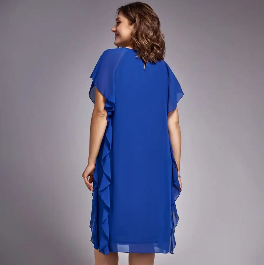 šćS-5XLćšElegancka wyszczuplajÄ
ca sukienka w jednolitym kolorze-3701500