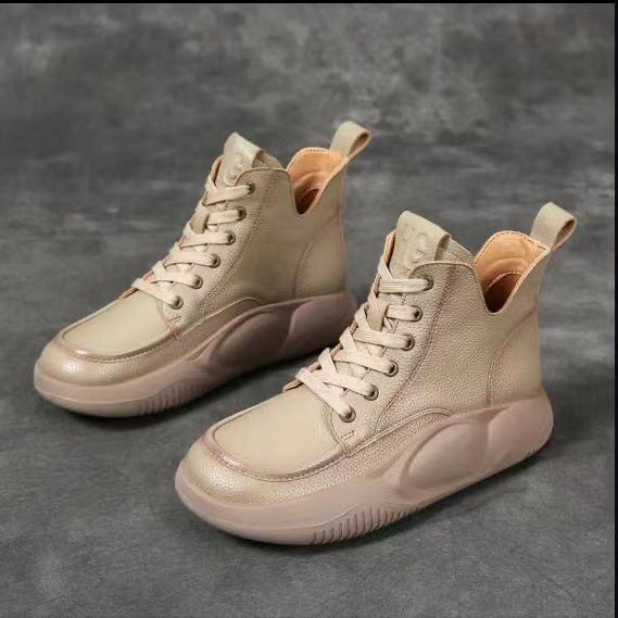 🔥✨【50% έκπτωση】Νέες φθινοπωρινές casual δερμάτινες μπότες Martin με χοντρή σόλα, μοντέρνες και άνετες
