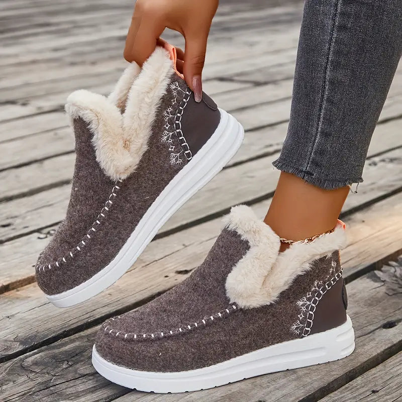 🌈👞【36-43】2025 Jesienno-zimowe nowe damskie krótkie buty i śniegowce z podszewką pluszową