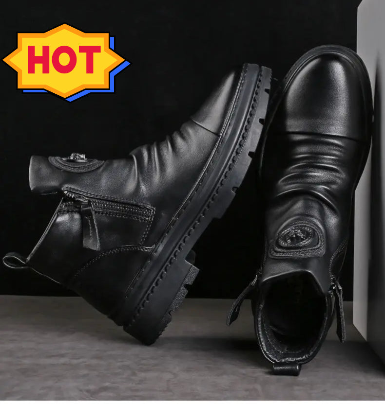 🔥😎💥【39-44】 Nowe brytyjskie skórzane wysokie buty męskie z grubą podeszwą