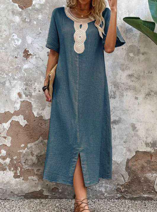 🧚♀️ 50% de descuento🔥 Vestido holgado de cuello redondo para mujer, tallas grandes ✅️ Pago contra entrega