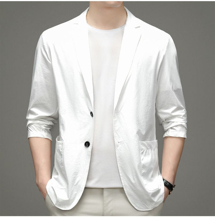 【50% zniżki】【M-5XL】Męska letnia kurtka biznesowa Ice Silk oddychająca--3905875