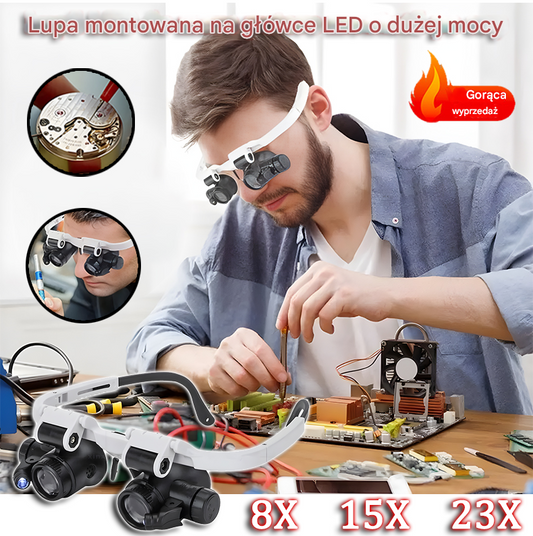 🔍🔥Lupa do okularów 8x 15x 23x ze światłem optycznym LED. Nadaje się do mechanicznych narzędzi do naprawy zegarków, naprawy, grawerowania, oceny biżuterii antycznej