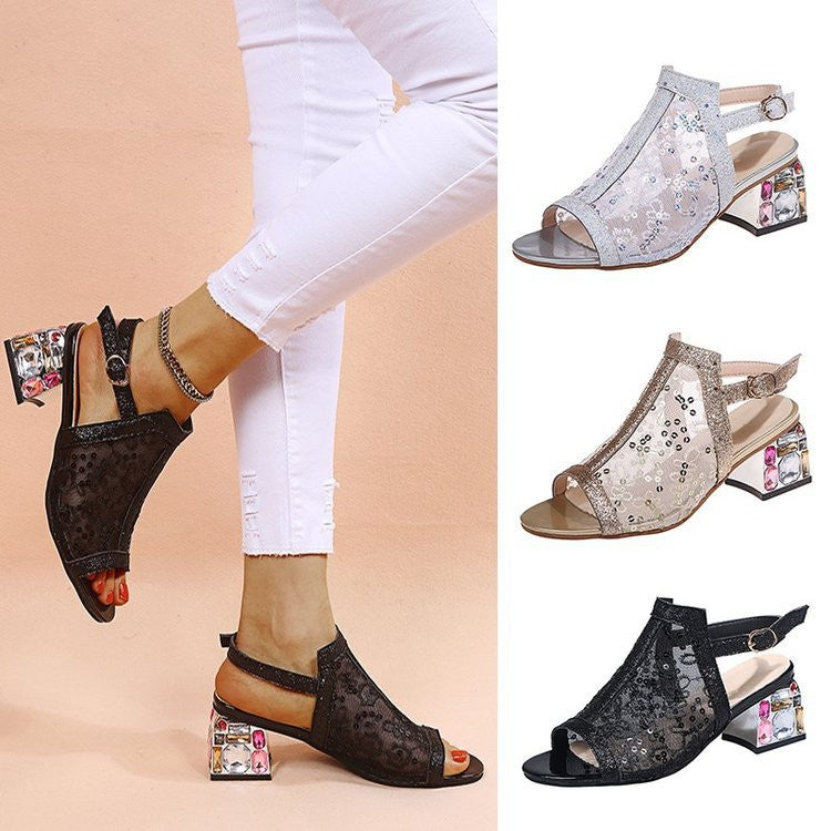 ✨🌈【Nowości letnie】【35-43】2025 Modne eleganckie sandały damskie z kryształkami w kształcie ryby