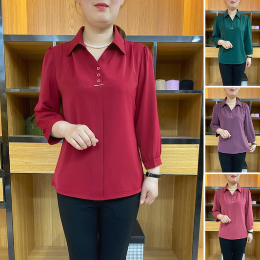 💓💓2024 nowa jesienna szyfonowa koszula z długim rękawem-3751988