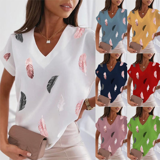 🎉🌈【Ograniczona ilość】🔥✨【S-6XL】2025 Lato Nowy Prosty Wygodny Miękki Damski T-shirt z nadrukiem 3D Piór