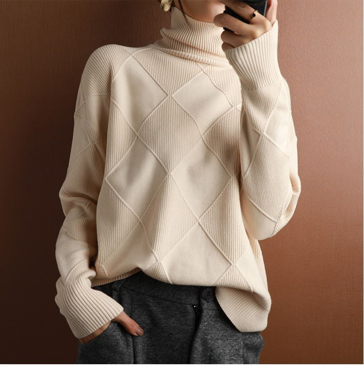 🔥💟 【49% OFF】【S-2XL】 2024 nowy damski luźny kaszmirowy sweter z golfem na jesień i zimę 2024-3823091