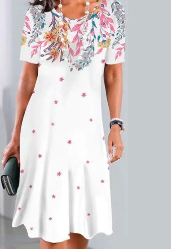 ✨ ✨【XS-5XL】👗👗2025 nowa letnia elegancka sukienka z okrągłym dekoltem i nadrukiem, wygodna i oddychająca