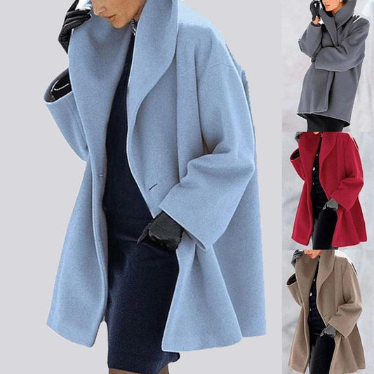 ✨🍁Jesień/Zima Moda Damska Wielokolorowy płaszcz z szalowym kołnierzem