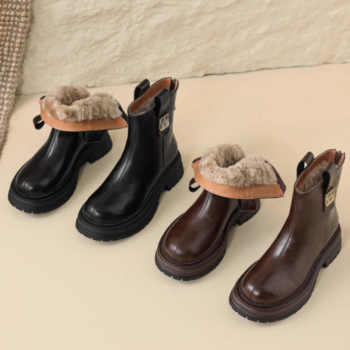 🔥👢【35-40】2024 zimowe nowe modne damskie buty Martin w stylu Retro z naturalnej skóry