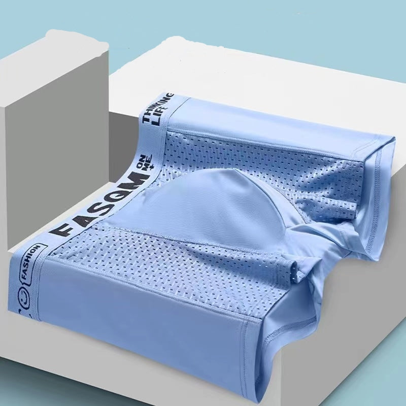 (6 sztuk) męskie bokserki z lodowego jedwabiu z oddychającą siatką_3634448