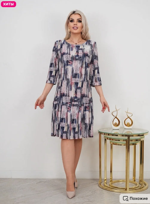 š„šćS-5XLćāØWiosenna nowa elegancka sukienka z rÄkawami trzy czwarte, drukowana, modna i elegancka, wysokiej jakoÅci