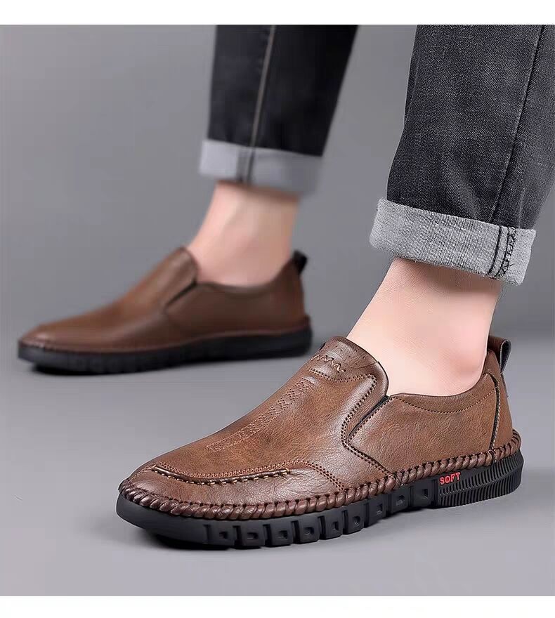 🔥👞【39-44】Nowe męskie skórzane buty codzienne, z miękką podeszwą, antypoślizgowe, oddychające skórzane buty
