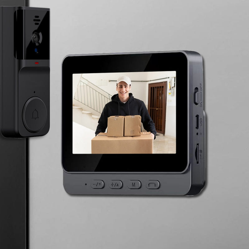 🔥🏡Bezprzewodowy wideodomofon: rozdzielczość HD 1080P, obiektyw szerokokątny 170°, nadaje się do użytku na zewnątrz, z funkcją widzenia w nocy.