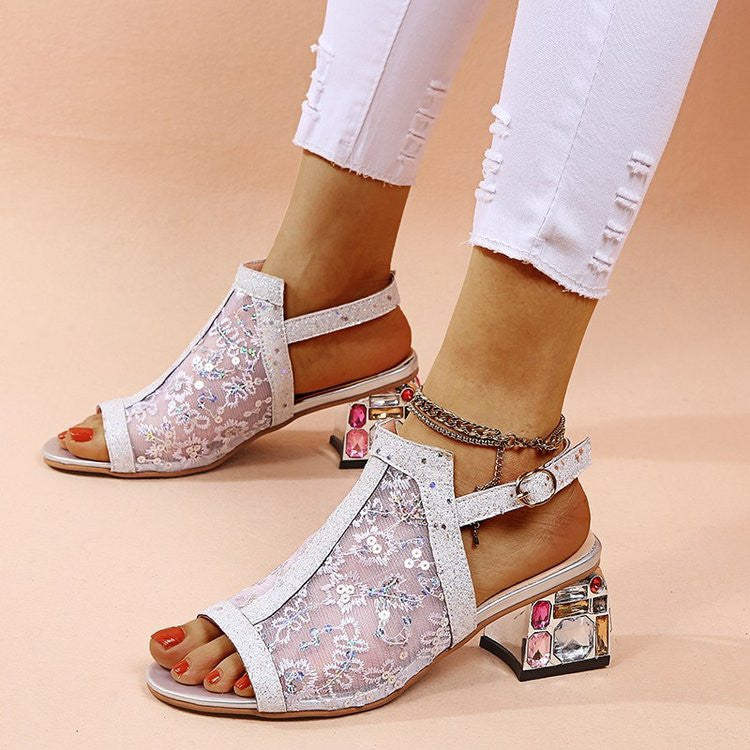 ✨🌈【Nowości letnie】【35-43】2025 Modne eleganckie sandały damskie z kryształkami w kształcie ryby