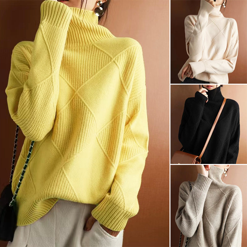 🔥💟 【49% OFF】【S-2XL】 2024 nowy damski luźny kaszmirowy sweter z golfem na jesień i zimę 2024-3823091