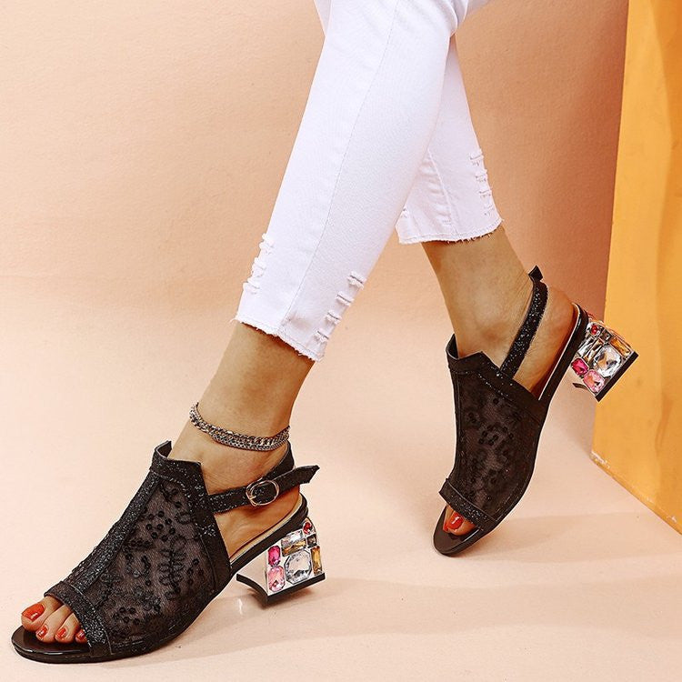 ✨🌈【Nowości letnie】【35-43】2025 Modne eleganckie sandały damskie z kryształkami w kształcie ryby