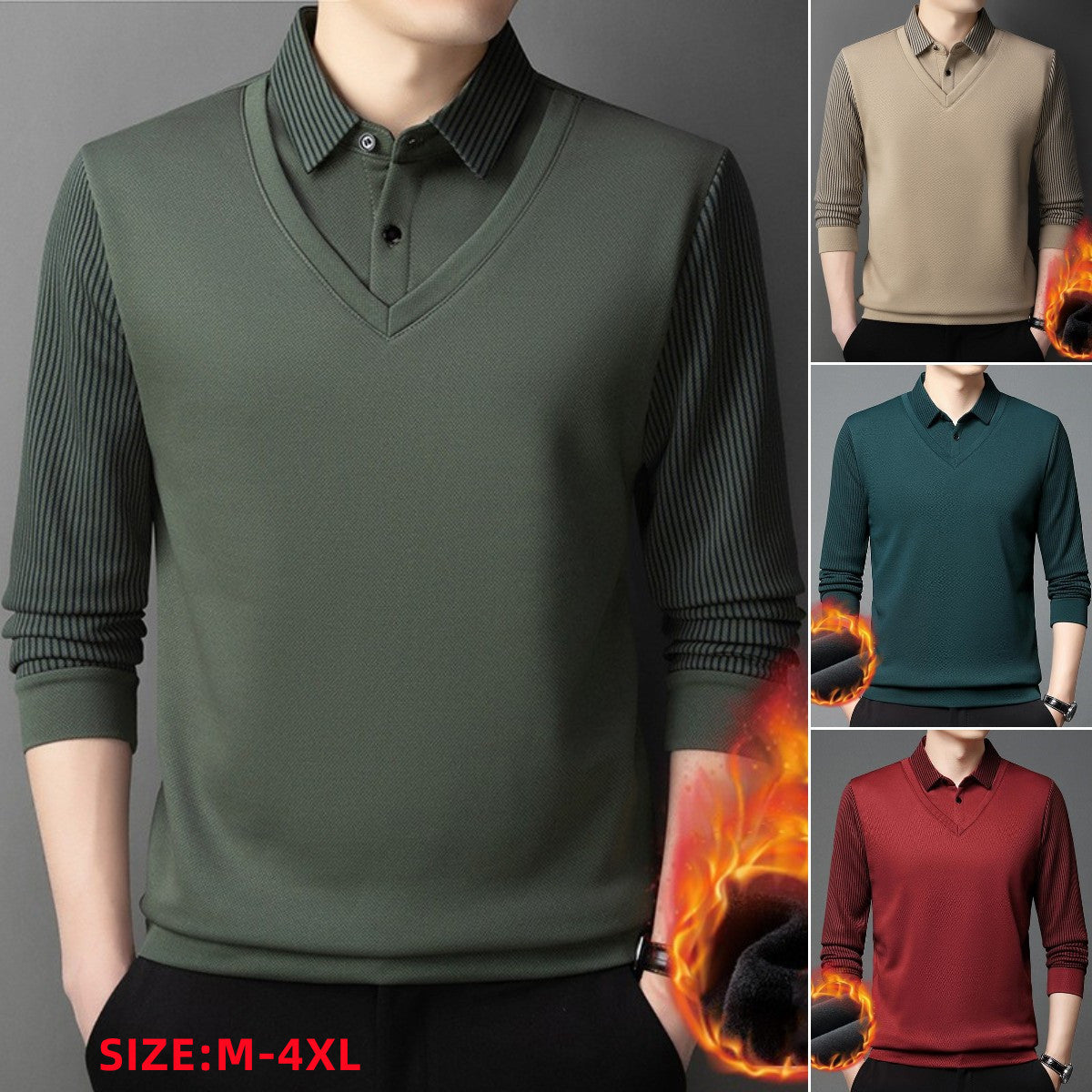 👔🔥【50% zniżki】🔥Męski dwuczęściowy sweter ze sztucznej szenili z aksamitem i pogrubieniem zapewniającym ciepło