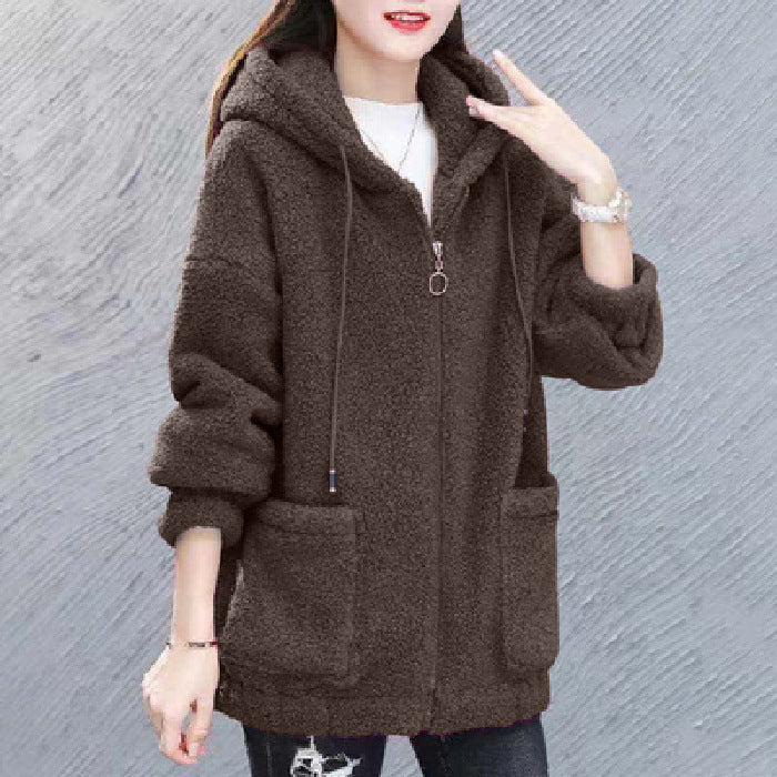 🔥✨【M-4XL】Nueva chaqueta de mujer de moda de invierno con capucha de felpa y lana para 2025.