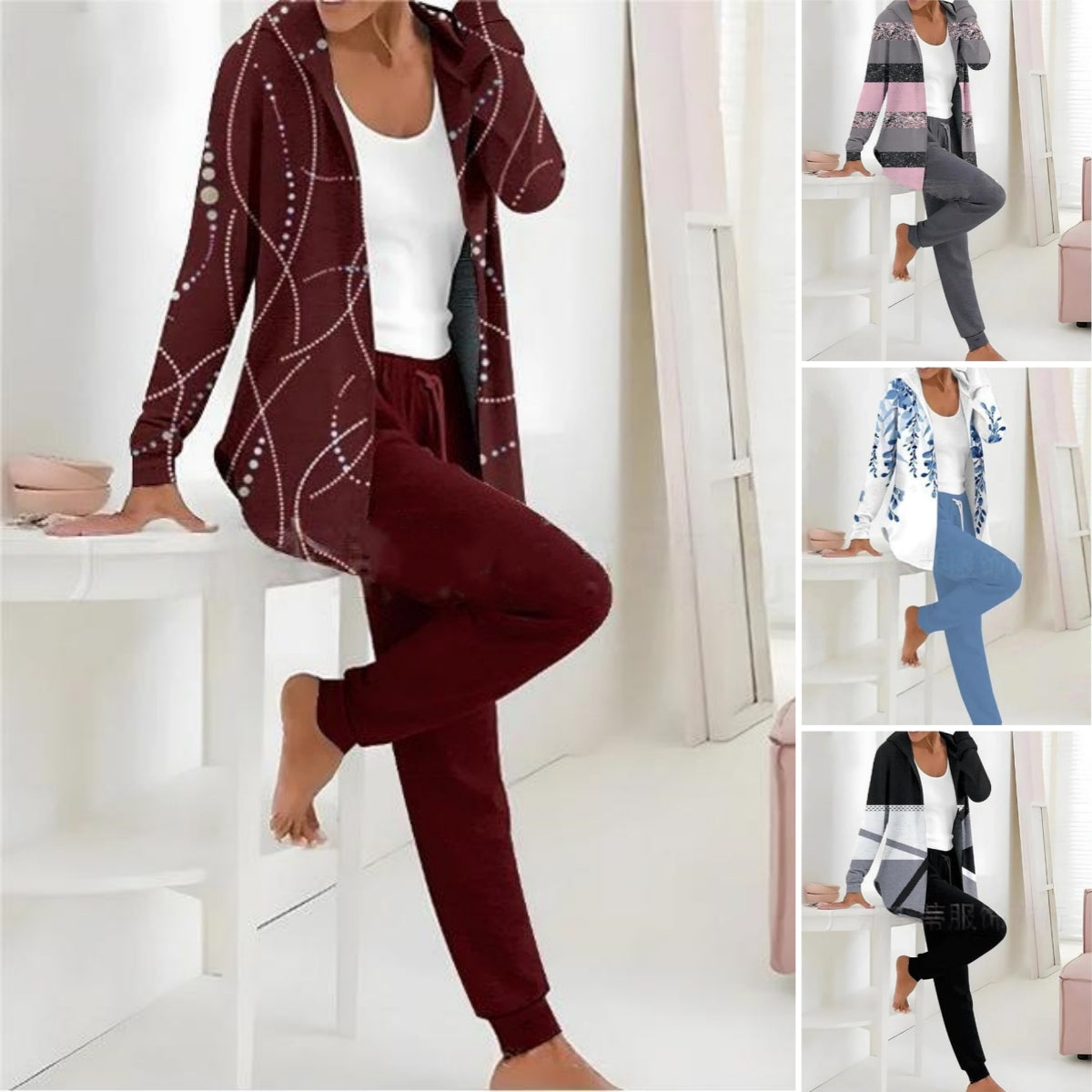 š„ćS-3XLćš„Jesienno-zimowy damski dwuczÄÅciowy garnitur z nadrukiem, spodnie z dÅugim rÄkawem3824446