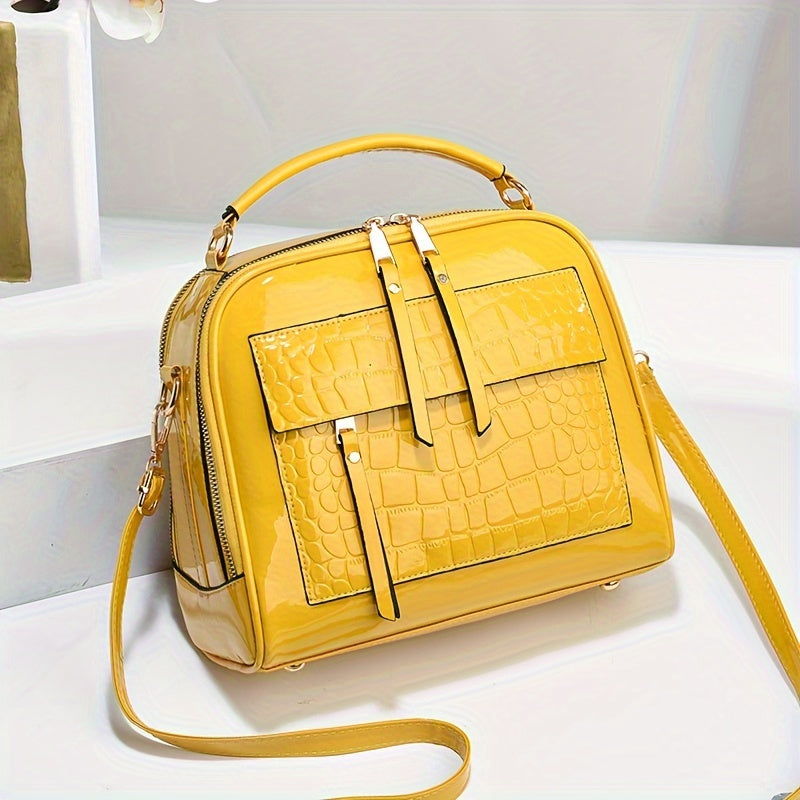 🔥👜2024 Nowa elegancka torebka damska w stylu retro ze skóry krokodyla ze skóry lakierowanej-3785459