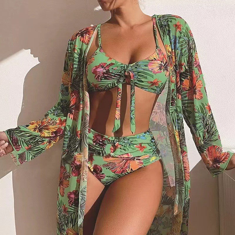 👙🌟【S-2XL】【Zestaw trzyczęściowy】 2025 nowy stylowy szal, 3-częściowy zestaw strojów kąpielowych