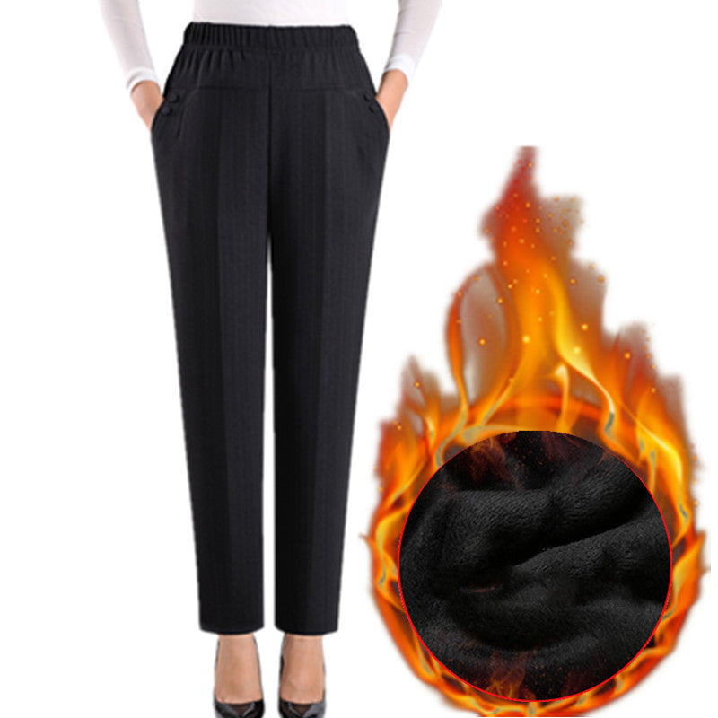 š„Nowe damskie elastyczne plus grube kaszmirowe spodnie z wysokim stanem na zimÄ-3780273