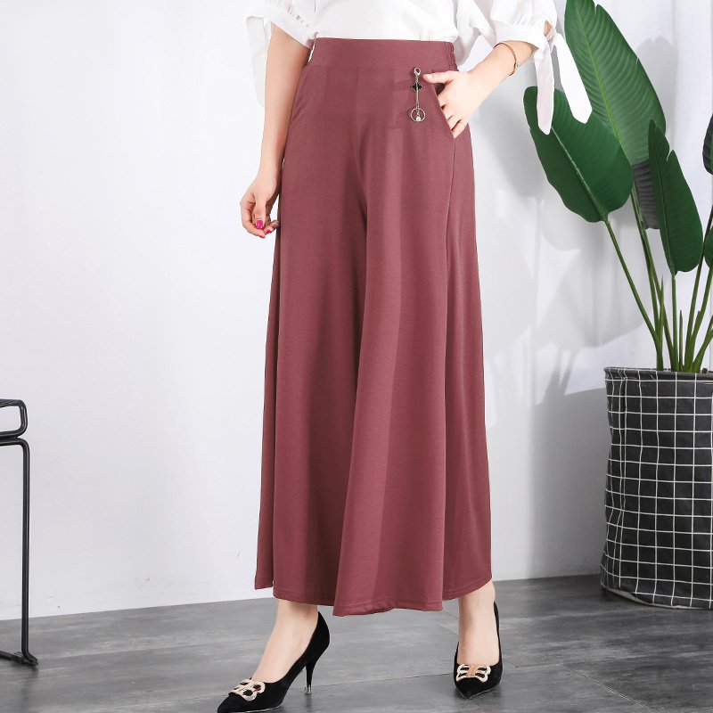 ❤️【M-5XL】❤️2025 nowy styl damskie letnie cienkie szerokie nogawki lodowy jedwab dziewięciopunktowe szerokie nogawki spodnie, lodowy jedwab oddychający, swobodny i luźny
