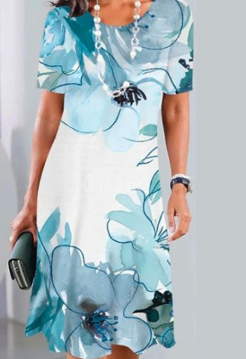 ✨ ✨【XS-5XL】👗👗2025 nowa letnia elegancka sukienka z okrągłym dekoltem i nadrukiem, wygodna i oddychająca