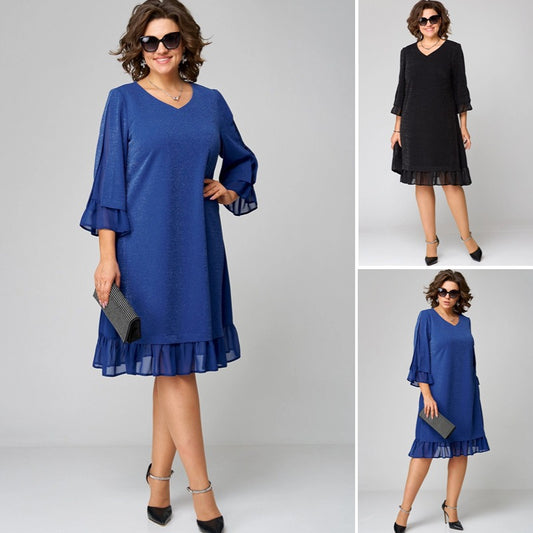 ✨️🔥【Ograniczona ilość】【S-5XL】2025 Nowa wysokiej jakości elegancka wygodna sukienka w jednolitym kolorze