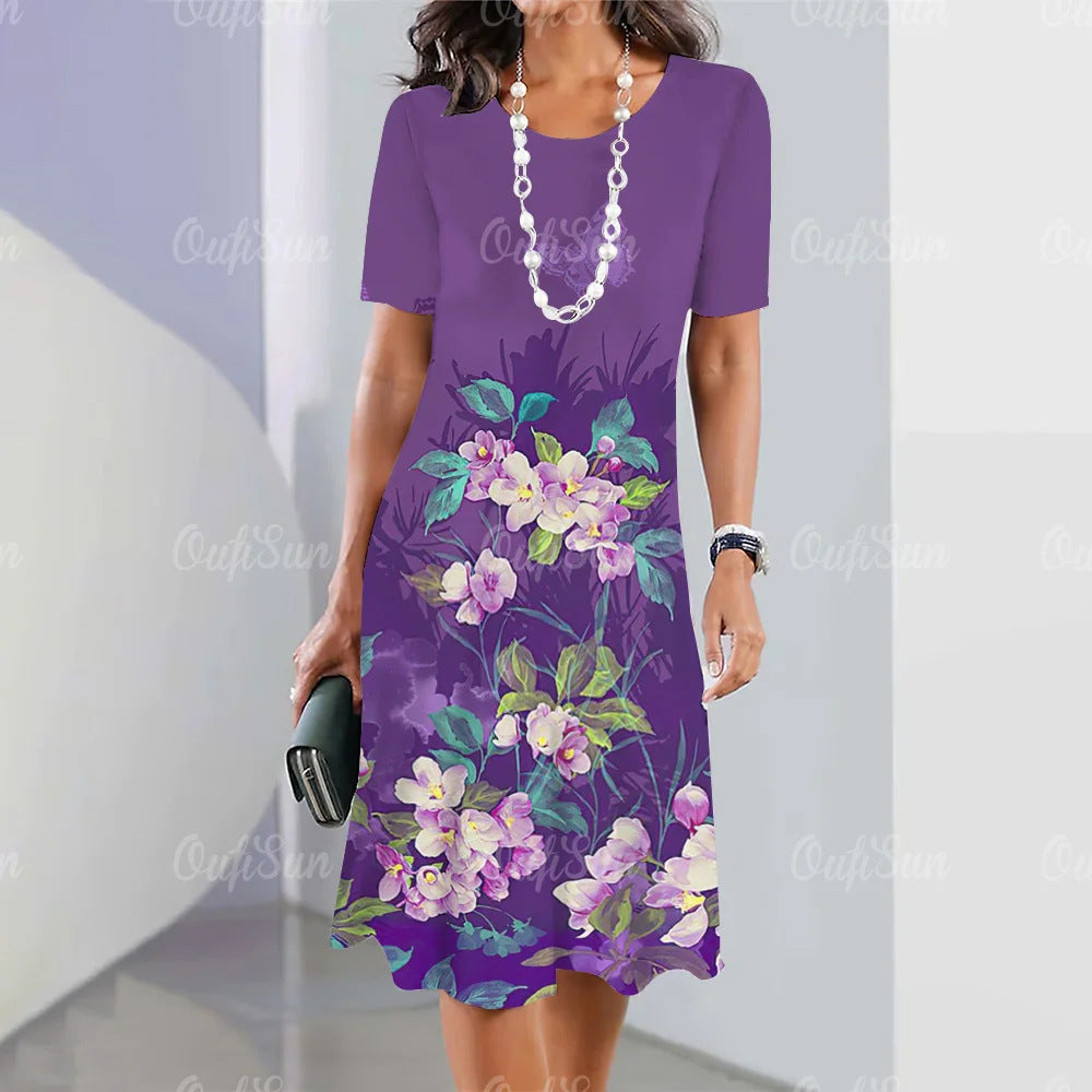 👗💖【S-5XL】Vestido sexy de cuello redondo con estampado 2025 para mujer.