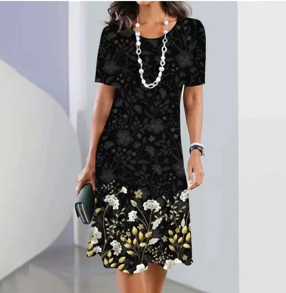 ✨ ✨【XS-5XL】👗👗2025 nowa letnia elegancka sukienka z okrągłym dekoltem i nadrukiem, wygodna i oddychająca