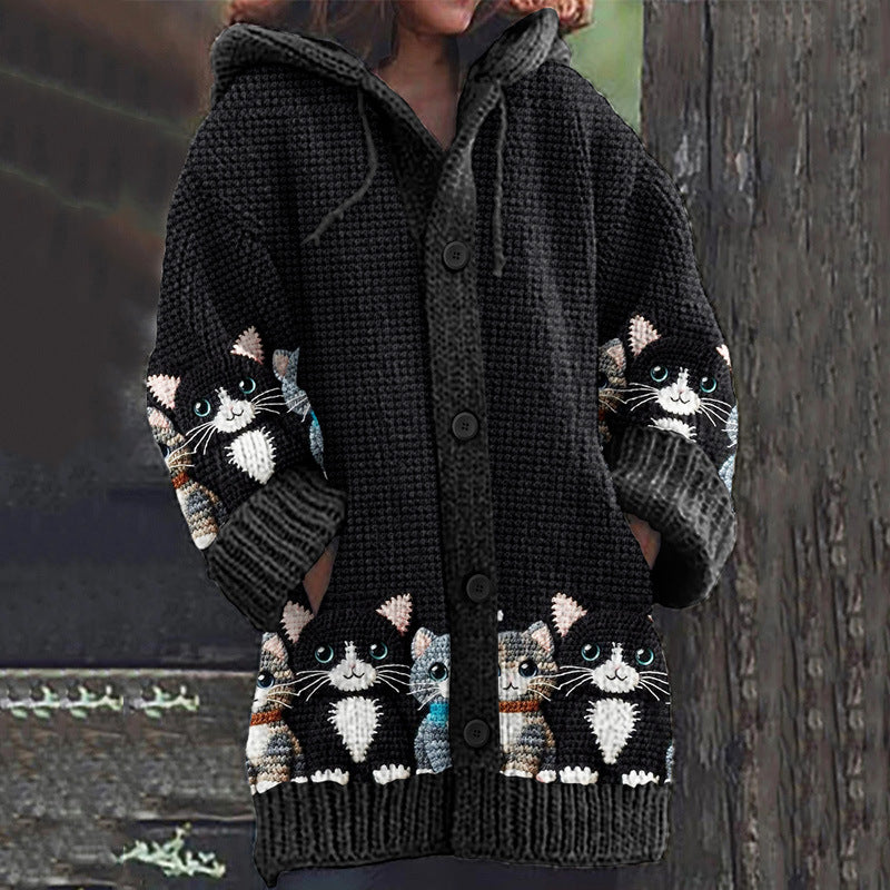 🎁🎀【S-6XL】Nova jesensko/zimska ohlapna retro modna pletena jopa s kapuco za leto 2025