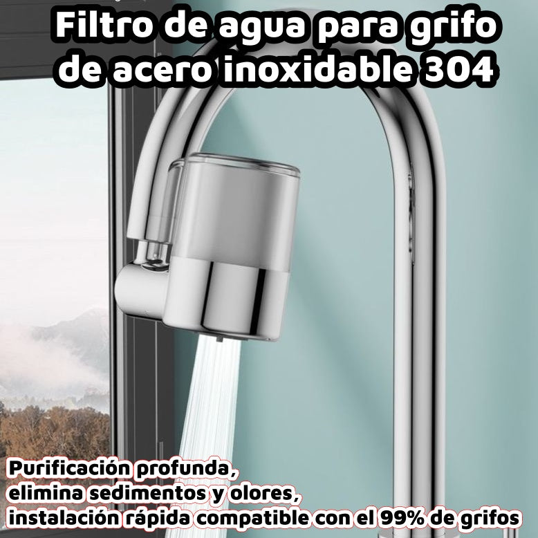 ✨💧Filtro de agua para grifo de acero inoxidable 304 | Purificación profunda, elimina sedimentos y olores, instalación rápida compatible con el 99% de grifos 🚰