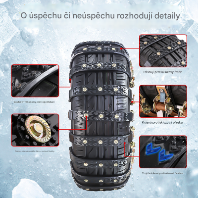 🔥🚗【Balení 2/4/6, je dodáváno s instalačními nástroji】Sněhový protiskluzový řetěz Pneumatiky pro auta Pohotovostní univerzální protiskluzový řetěz pro terénní vozidla
