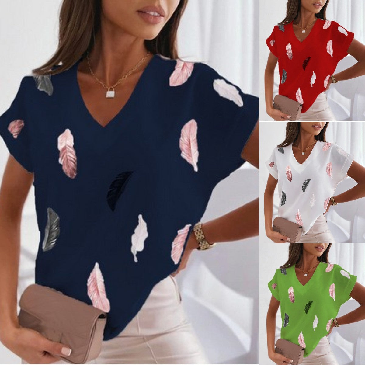 🎉🌈【Ograniczona ilość】🔥✨【S-6XL】2025 Lato Nowy Prosty Wygodny Miękki Damski T-shirt z nadrukiem 3D Piór