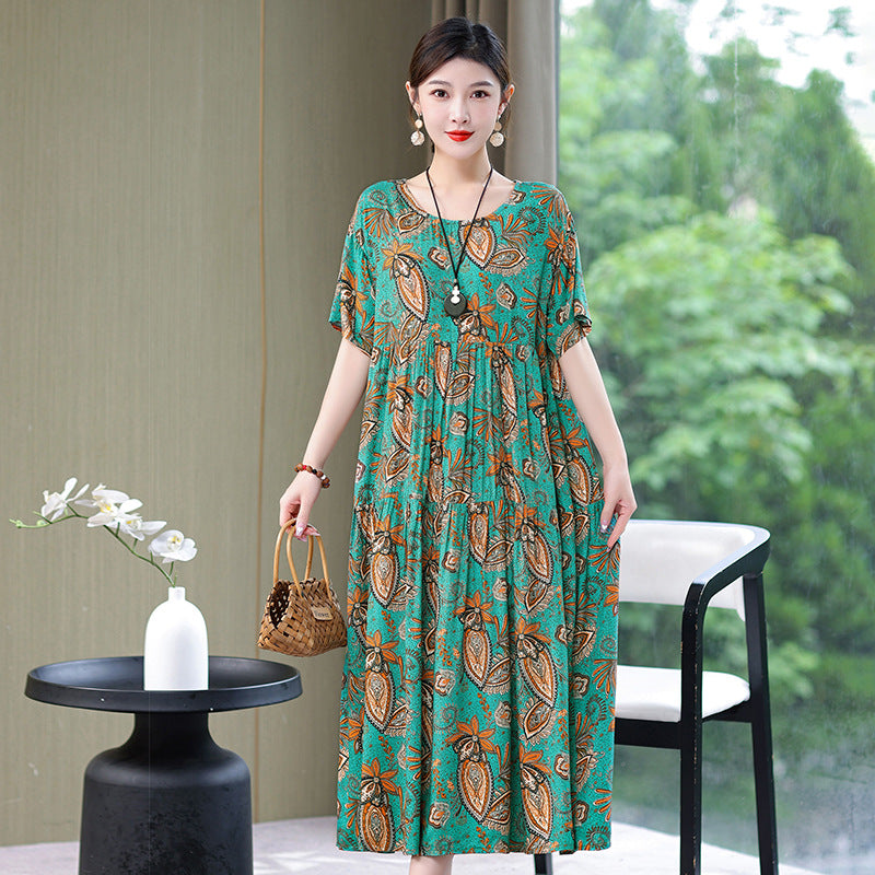 🔥👗【Specjalne oferty letnie】【S-2XL】2025 Sukienka letnia, swobodna, wysokiej jakości, kwiatowy nadruk, bawełna