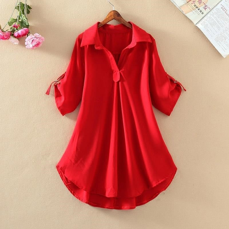 ✨💗【Ograniczona ilość sztuk🔥】【S-3XL】2025 Nowa modna elegancka luźna swobodna koszula z szyfonu w jednolitym kolorze
