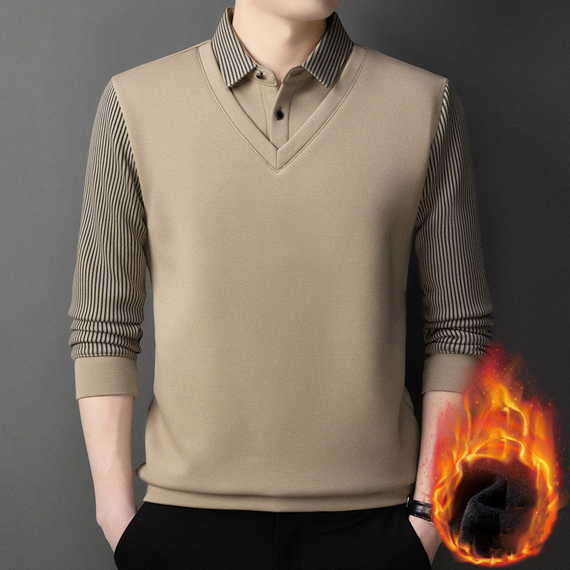👔🔥【50% zniżki】🔥Męski dwuczęściowy sweter ze sztucznej szenili z aksamitem i pogrubieniem zapewniającym ciepło