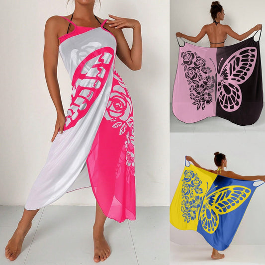 ✨【Nowy produkt ze zniżką】🦋🦋Nowe damskie szyfonowe narzutki przeciwsłoneczne z nadrukiem motyli na plażę 2025