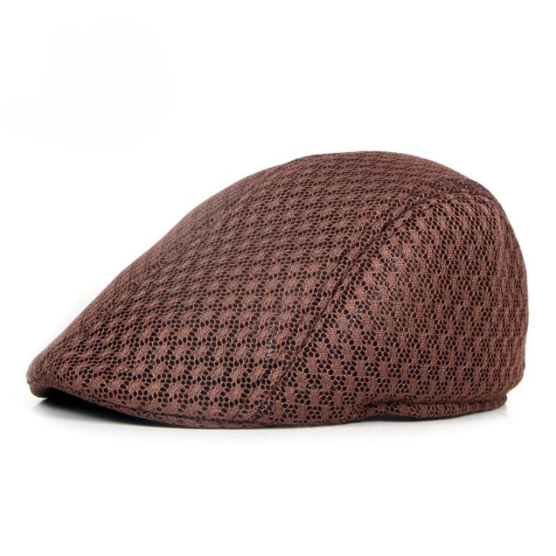 💨Męska czapka z daszkiem typu kaszkiet (fason „duckbill”) z przewiewnej siateczki, rozmiar 56–58 cm.